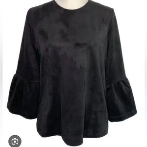 NWT J. McLaughlin Black Keaton Faux Suede Top Large
